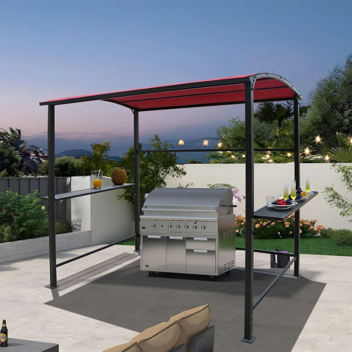Gazebo da esterno per barbecue con telo, telaio in acciaio, 5 ft. x 8 ft.