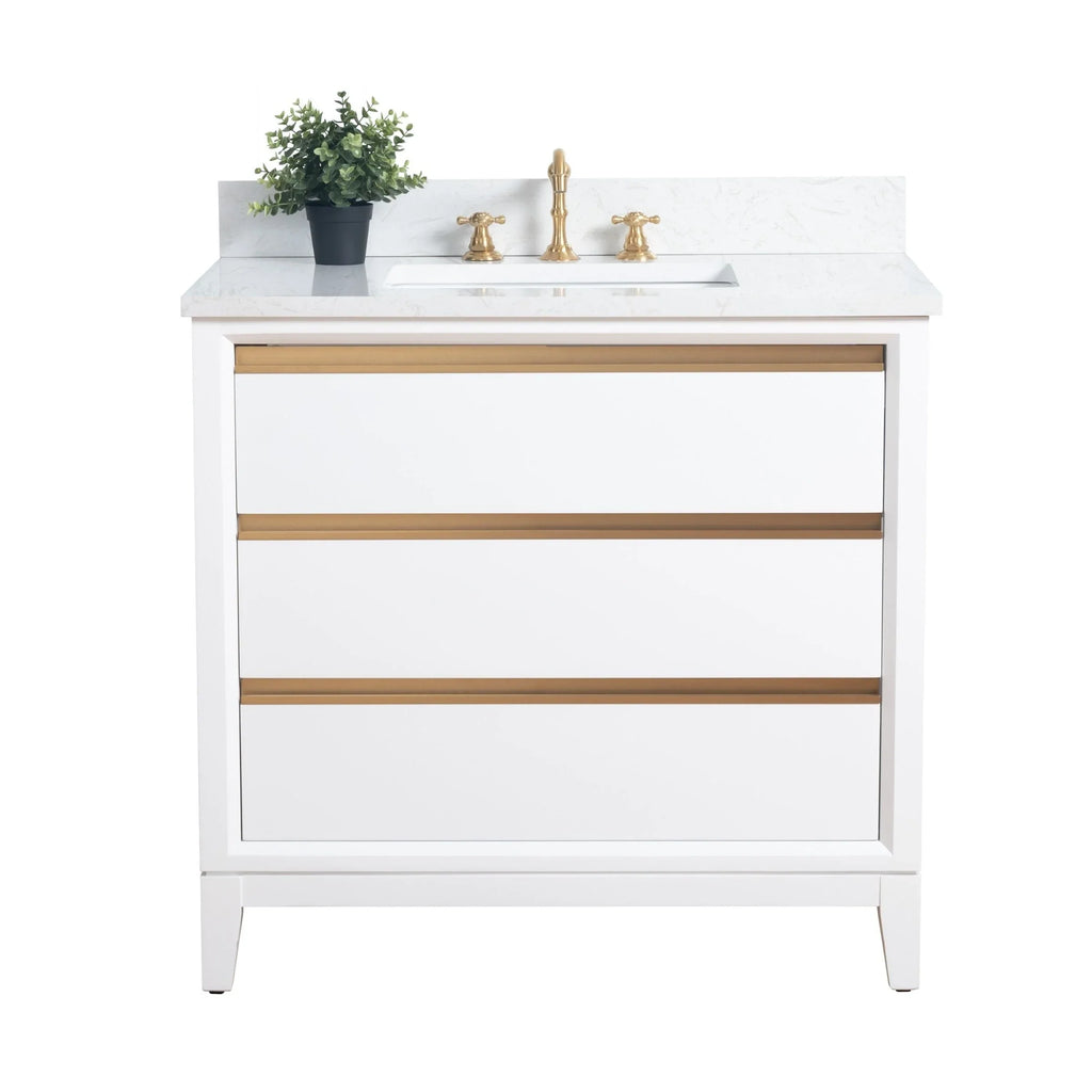 Badunterschrank von Vanity Art mit Keramikwaschbecken und Kunstmarmorplatte