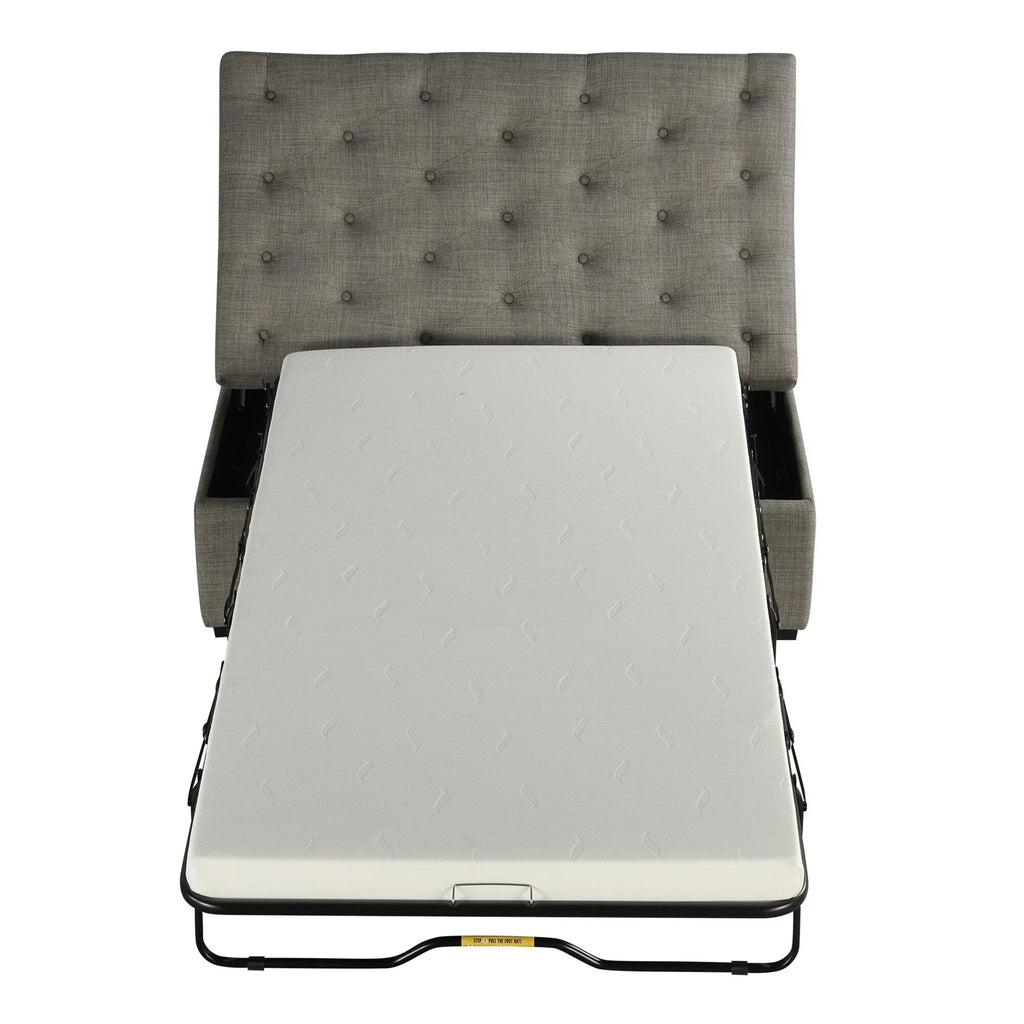 Divano Letto Pieghevole, Pouf da 49.6 con Divano Letto Pieghevole, Pouf Convertibile con Materasso Memory e Design Trapuntato
