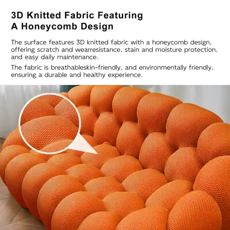 Divano pigro curvo a bolla 2 posti a nido d'ape con tessuto 3D per soggiorno salotto appartamento