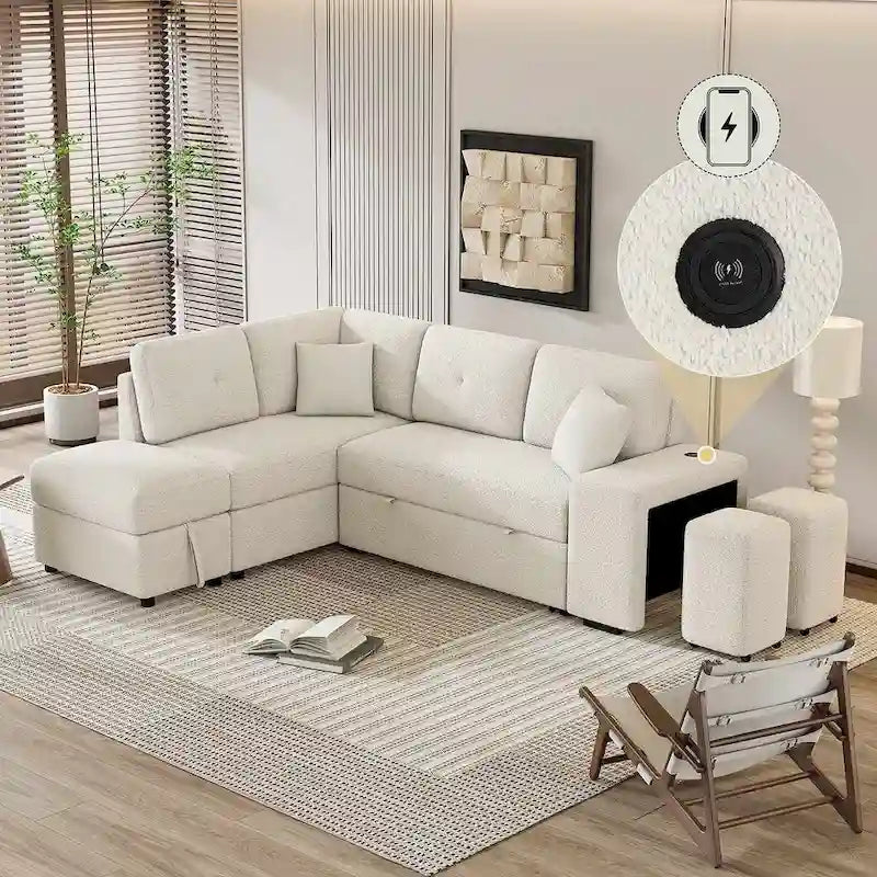 Modularna sofa na razvlačenje s tabureom za odlaganje, višenamjenski ležaj za dnevnu sobu