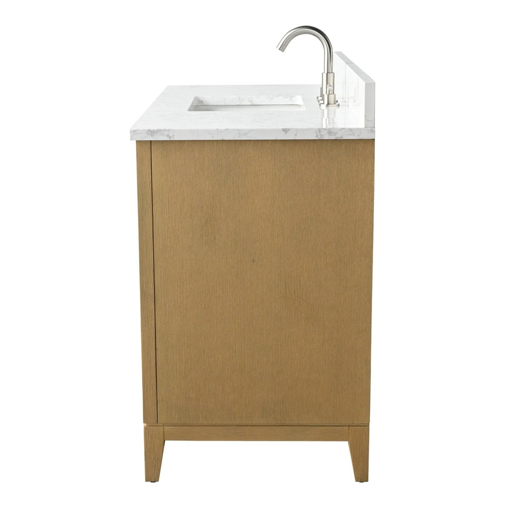 Badunterschrank von Vanity Art mit Keramikwaschbecken und Kunstmarmorplatte