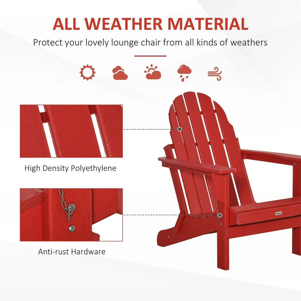 Sedia Adirondack pieghevole, sedie a sdraio in plastica HDPE per esterni per tutte le stagioni, per patio, terrazza e arredi da giardino