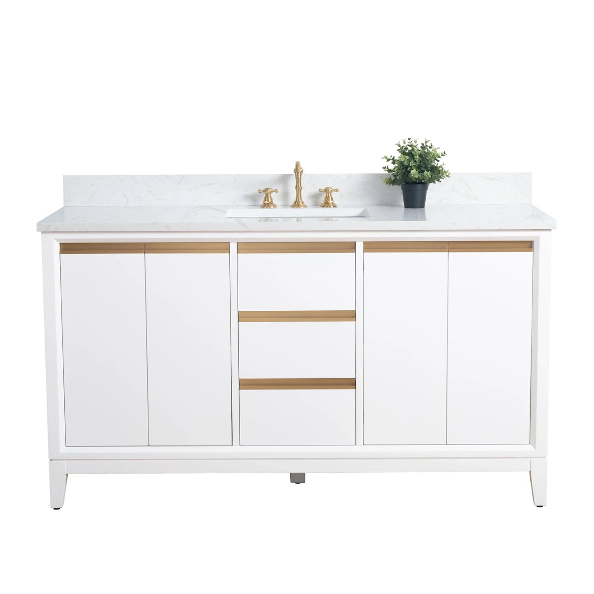 Badunterschrank von Vanity Art mit Keramikwaschbecken und Kunstmarmorplatte
