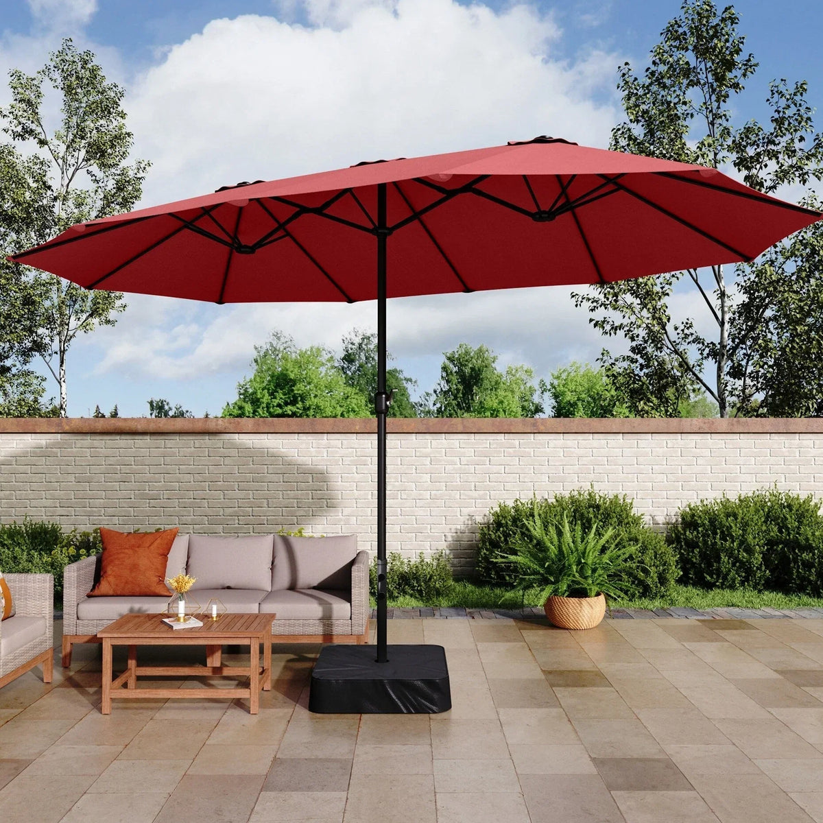 Ombrellone doppio extra large da patio MAISON ARTS da 15ft, con base inclusa