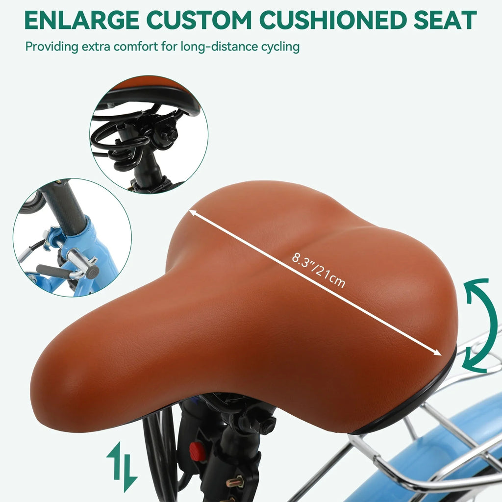 Moasis24/ 26 Cruiser-Fahrrad mit 7 Gängen, verstellbarer Tiefeinstieg, Pendlerfahrrad