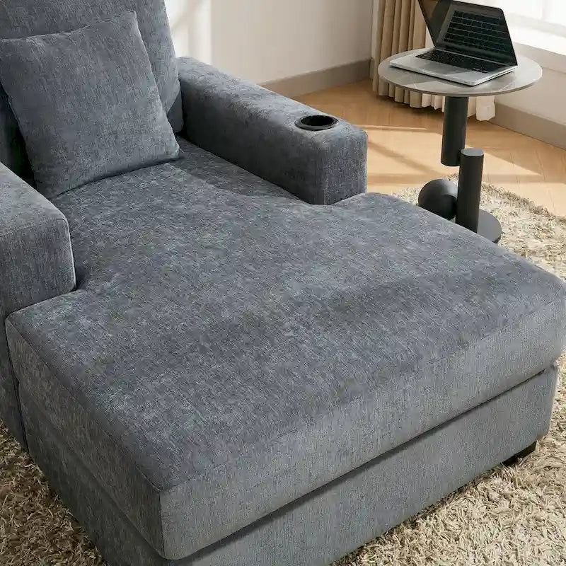 Extra grote chaise longue met kussens, verkrijgbaar in drie maten