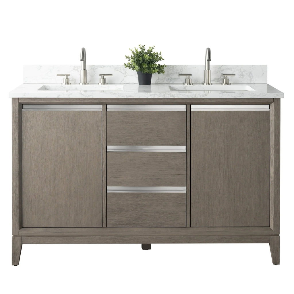 Badunterschrank von Vanity Art mit Keramikwaschbecken und Kunstmarmorplatte