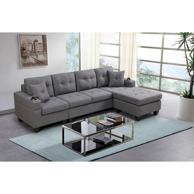 Modularna sofa za dnevnu sobu s ležaljkom u obliku slova L i držačem za čaše