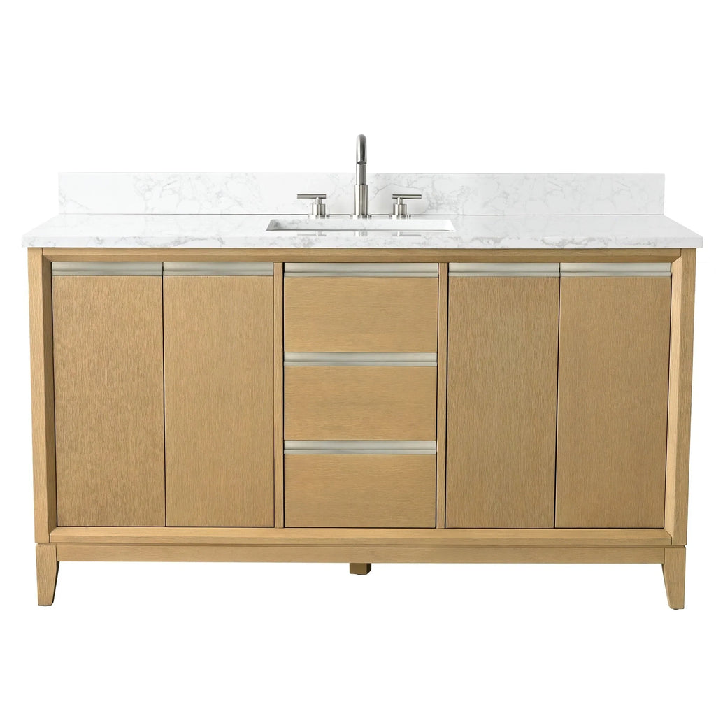 Badunterschrank von Vanity Art mit Keramikwaschbecken und Kunstmarmorplatte