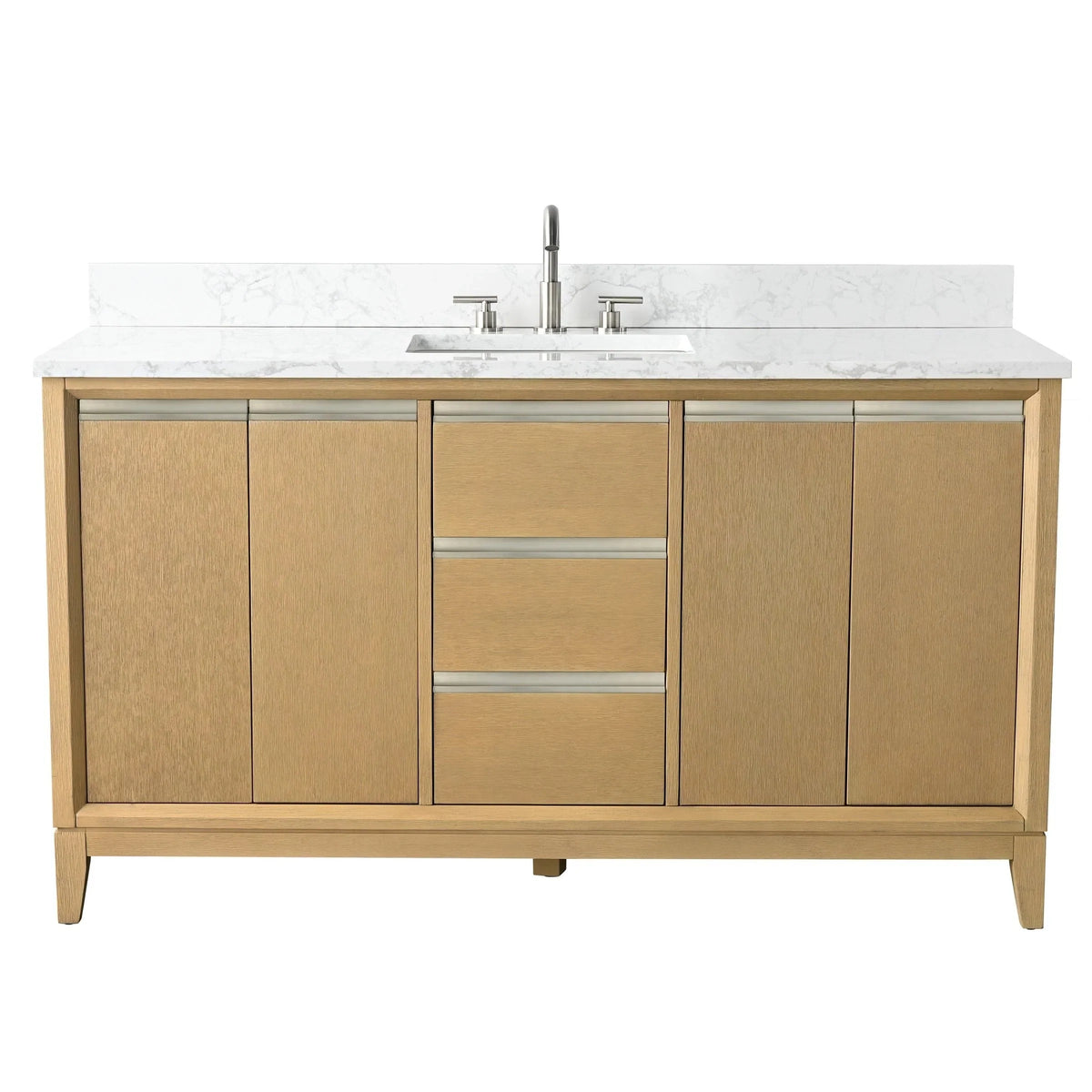 Badunterschrank von Vanity Art mit Keramikwaschbecken und Kunstmarmorplatte