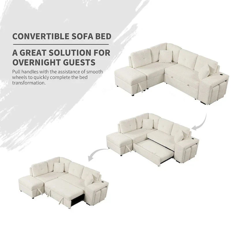 Modularna sofa na razvlačenje s tabureom za odlaganje, višenamjenski ležaj za dnevnu sobu