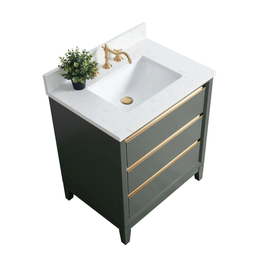 Badunterschrank von Vanity Art mit Keramikwaschbecken und Kunstmarmorplatte