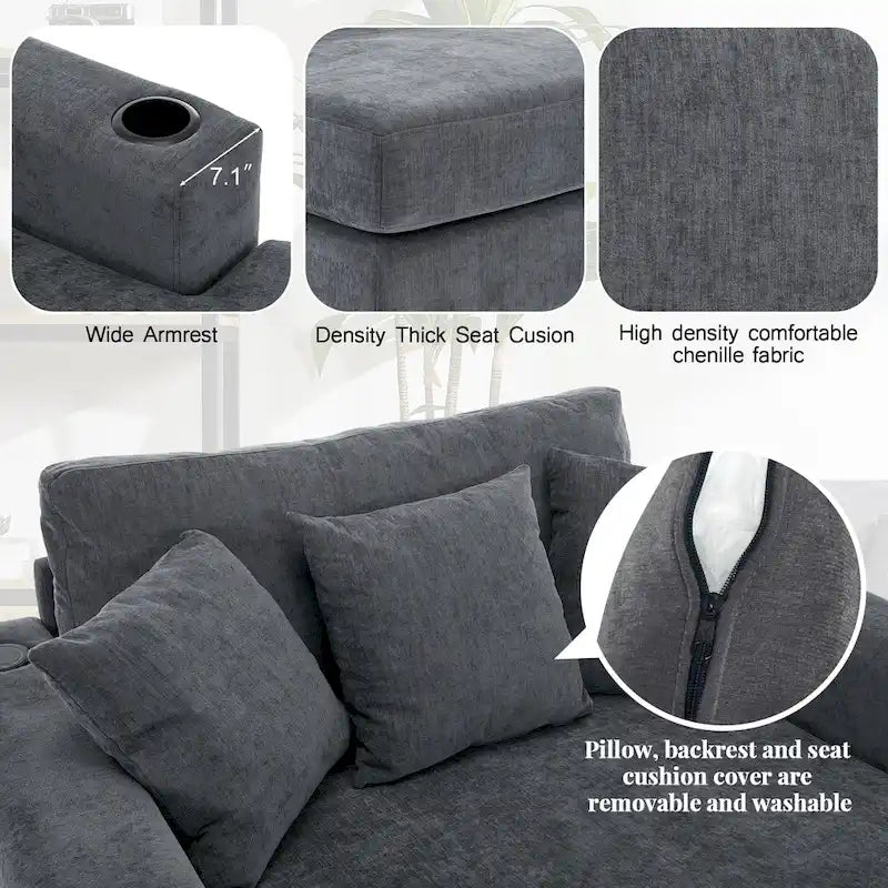 Extra grote chaise longue met kussens, verkrijgbaar in drie maten