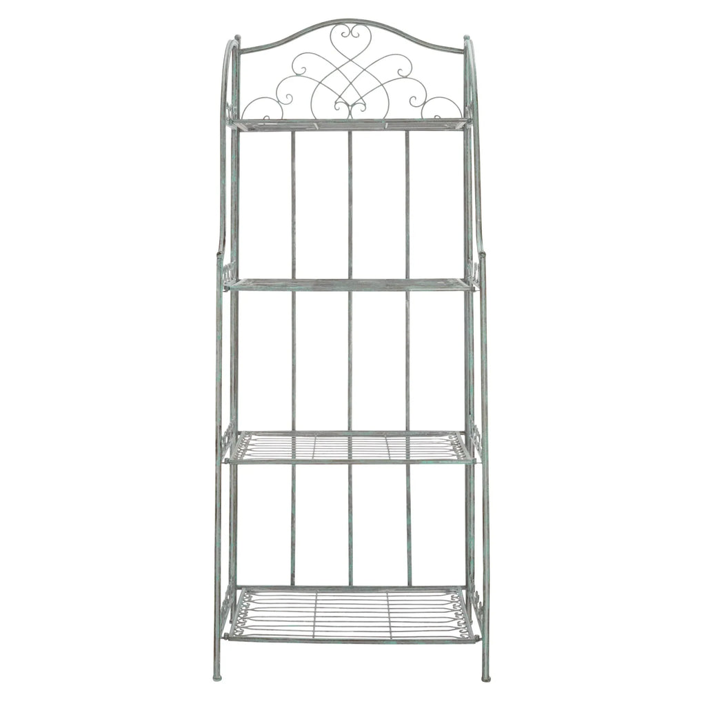 Scaffale portateglie da esterno SAFAVIEH Bryn in ferro battuto in stile vittoriano a 4 ripiani - 25 In. W x 15 In. D x 63 In. H - 25W x 15D x 63H