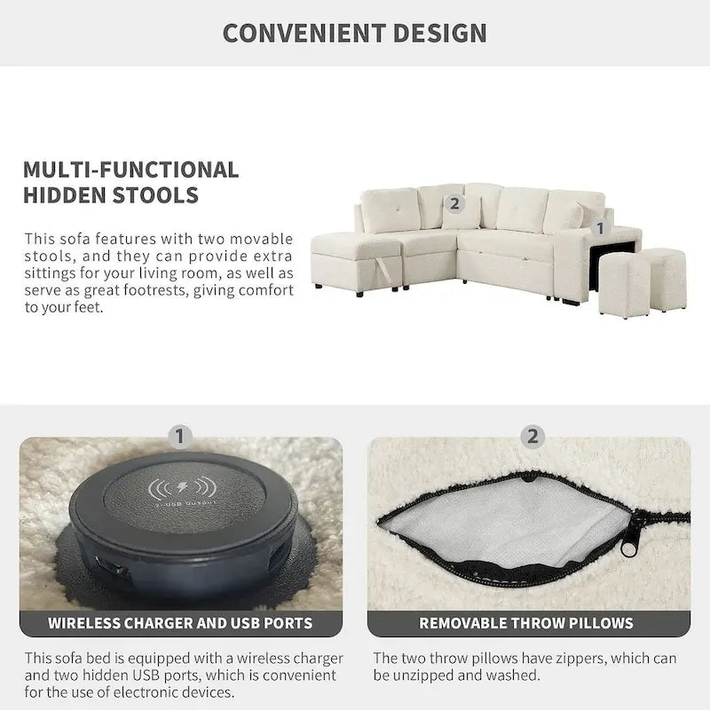 Modularna sofa na razvlačenje s tabureom za odlaganje, višenamjenski ležaj za dnevnu sobu
