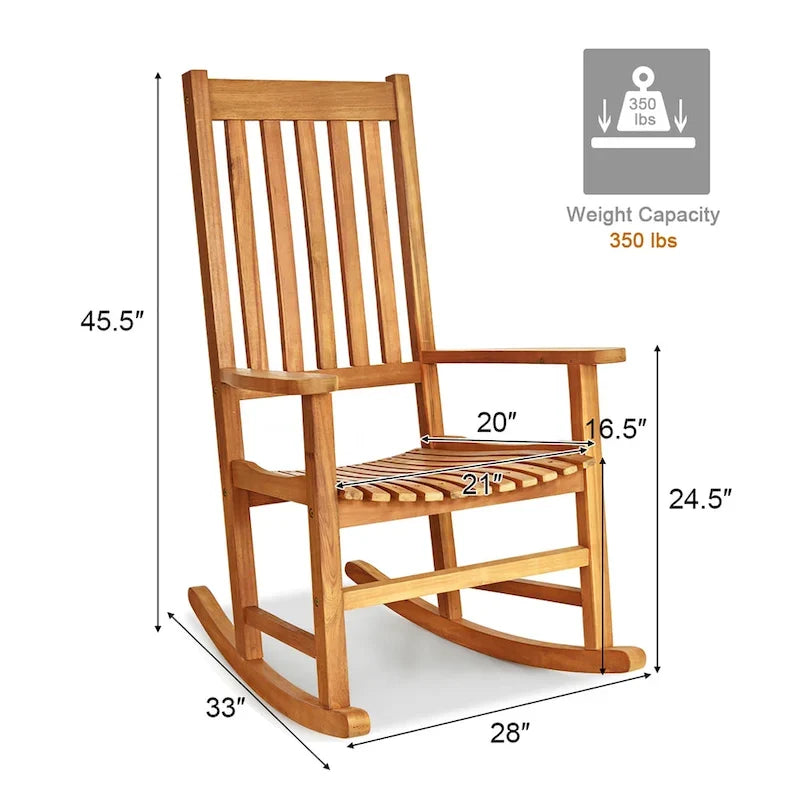 Schommelstoel met stevig houten frame, veranda-schommelstoel voor binnen en buiten