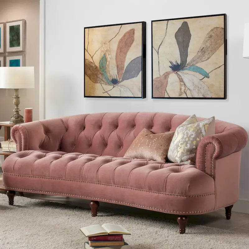 Divano Chesterfield trapuntato in velluto La Rosa 84 Mid-Century Modern