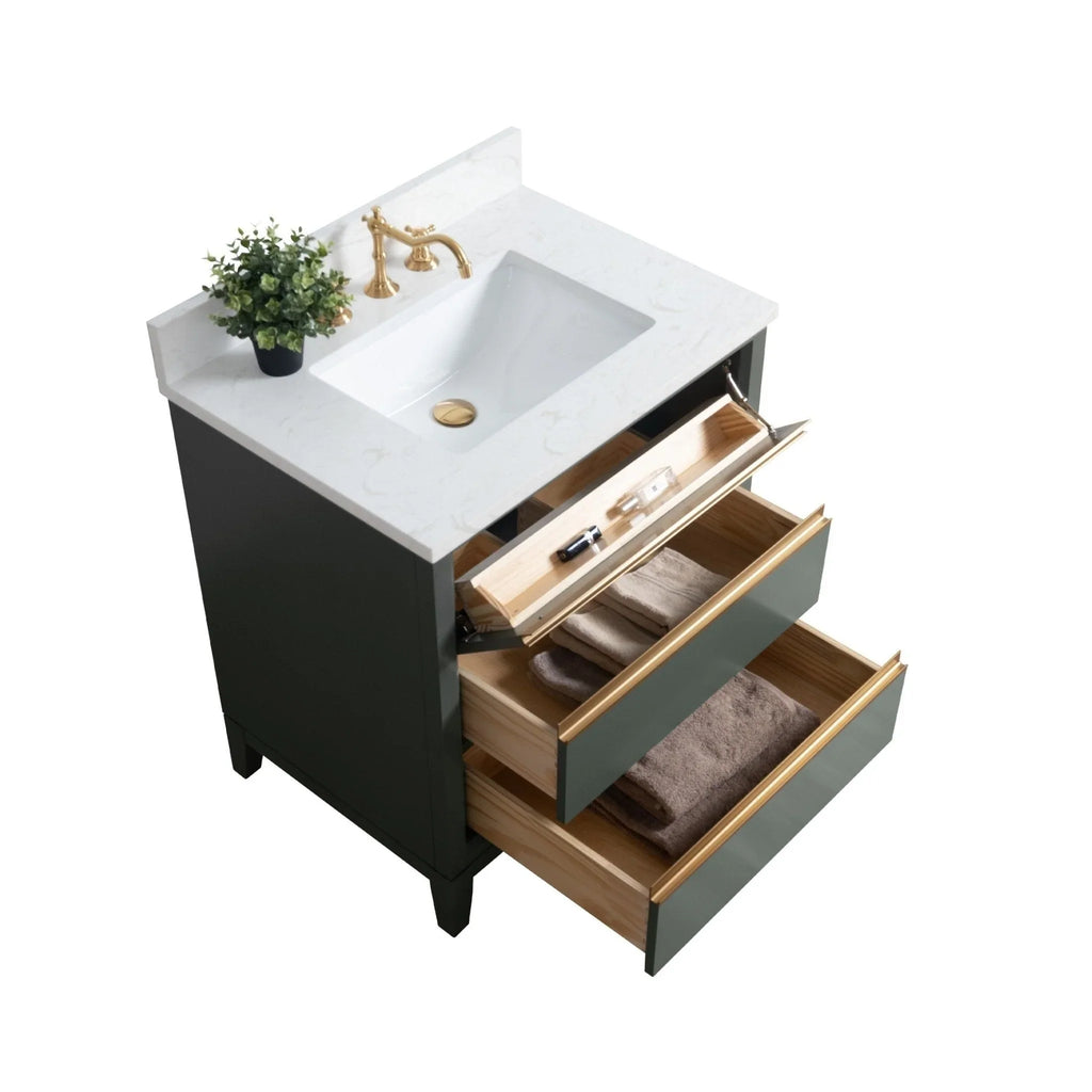 Badunterschrank von Vanity Art mit Keramikwaschbecken und Kunstmarmorplatte