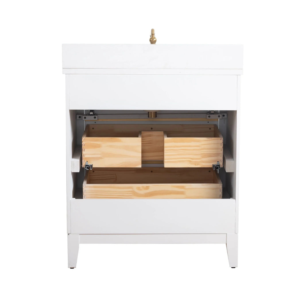 Badunterschrank von Vanity Art mit Keramikwaschbecken und Kunstmarmorplatte