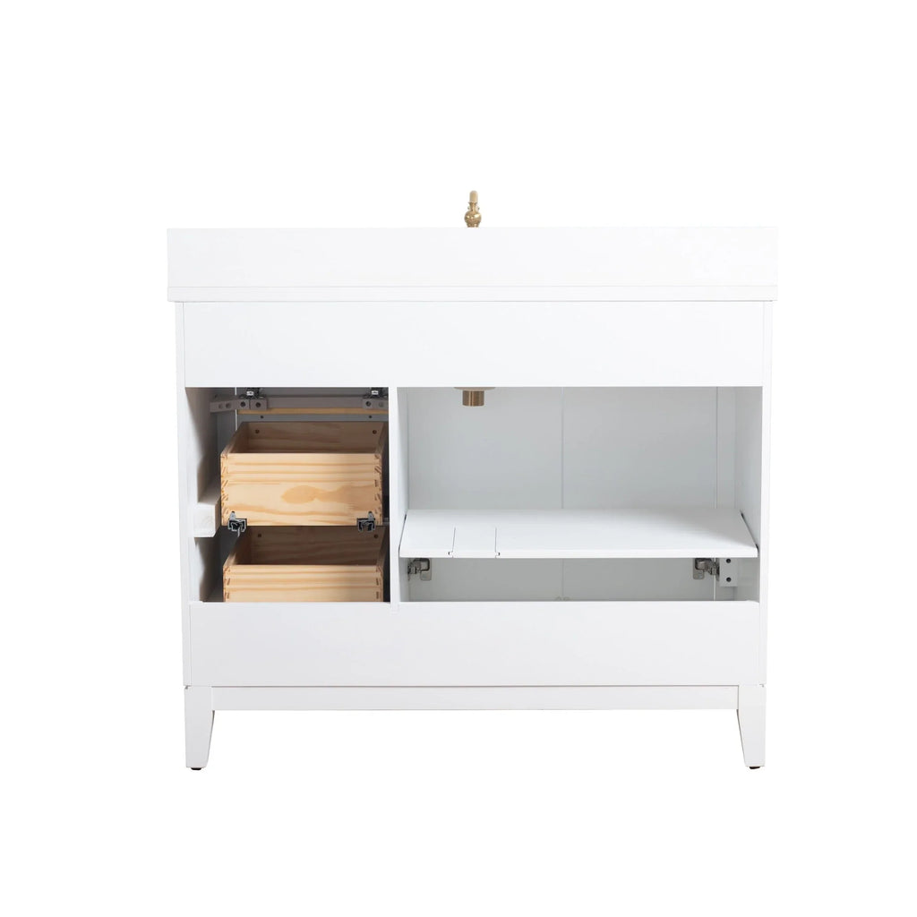 Badunterschrank von Vanity Art mit Keramikwaschbecken und Kunstmarmorplatte