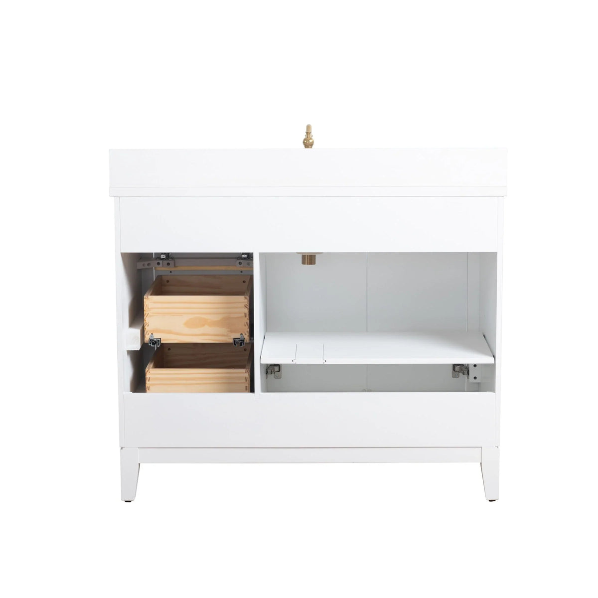 Badunterschrank von Vanity Art mit Keramikwaschbecken und Kunstmarmorplatte