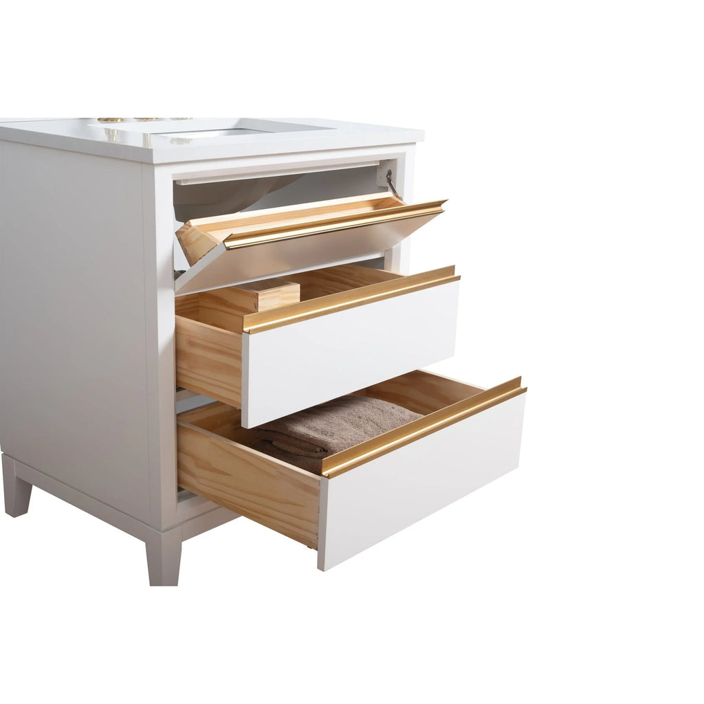 Badunterschrank von Vanity Art mit Keramikwaschbecken und Kunstmarmorplatte