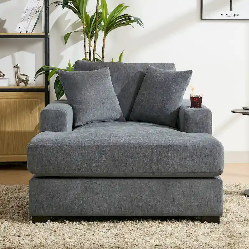 Extra grote chaise longue met kussens, verkrijgbaar in drie maten