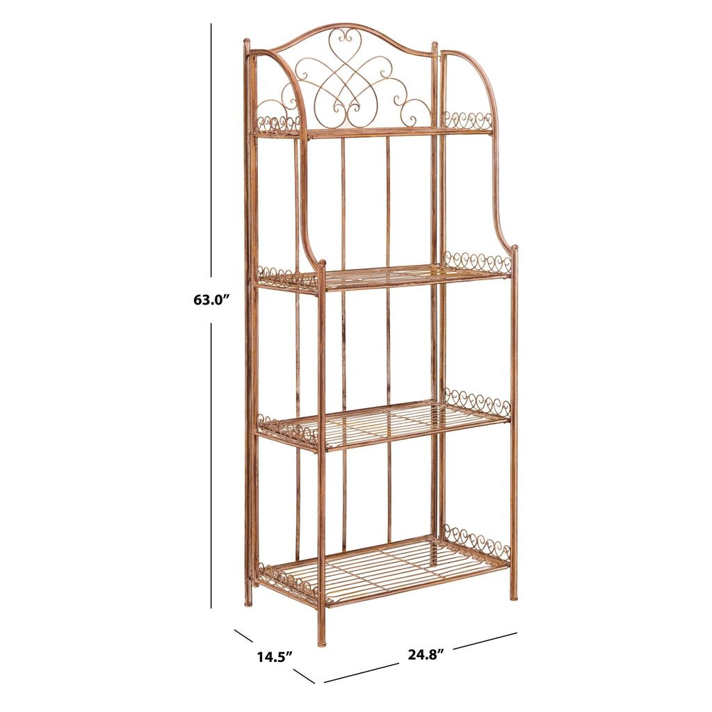 Scaffale portateglie da esterno SAFAVIEH Bryn in ferro battuto in stile vittoriano a 4 ripiani - 25 In. W x 15 In. D x 63 In. H - 25W x 15D x 63H