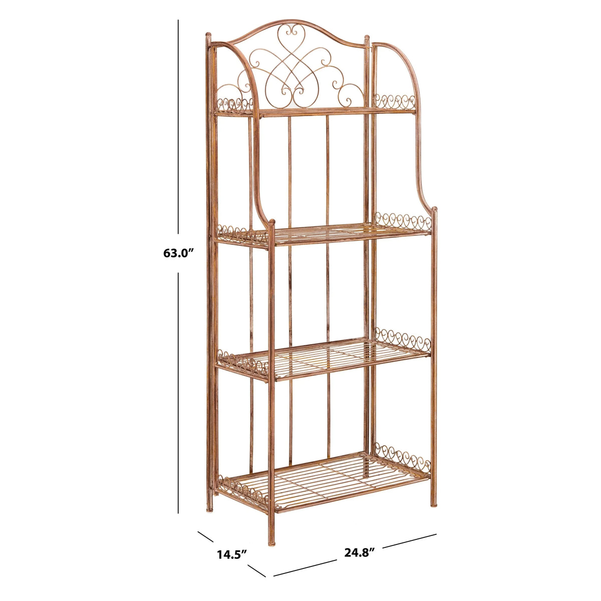 Scaffale portateglie da esterno SAFAVIEH Bryn in ferro battuto in stile vittoriano a 4 ripiani - 25 In. W x 15 In. D x 63 In. H - 25W x 15D x 63H
