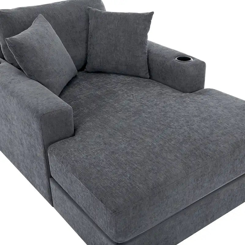 Extra grote chaise longue met kussens, verkrijgbaar in drie maten