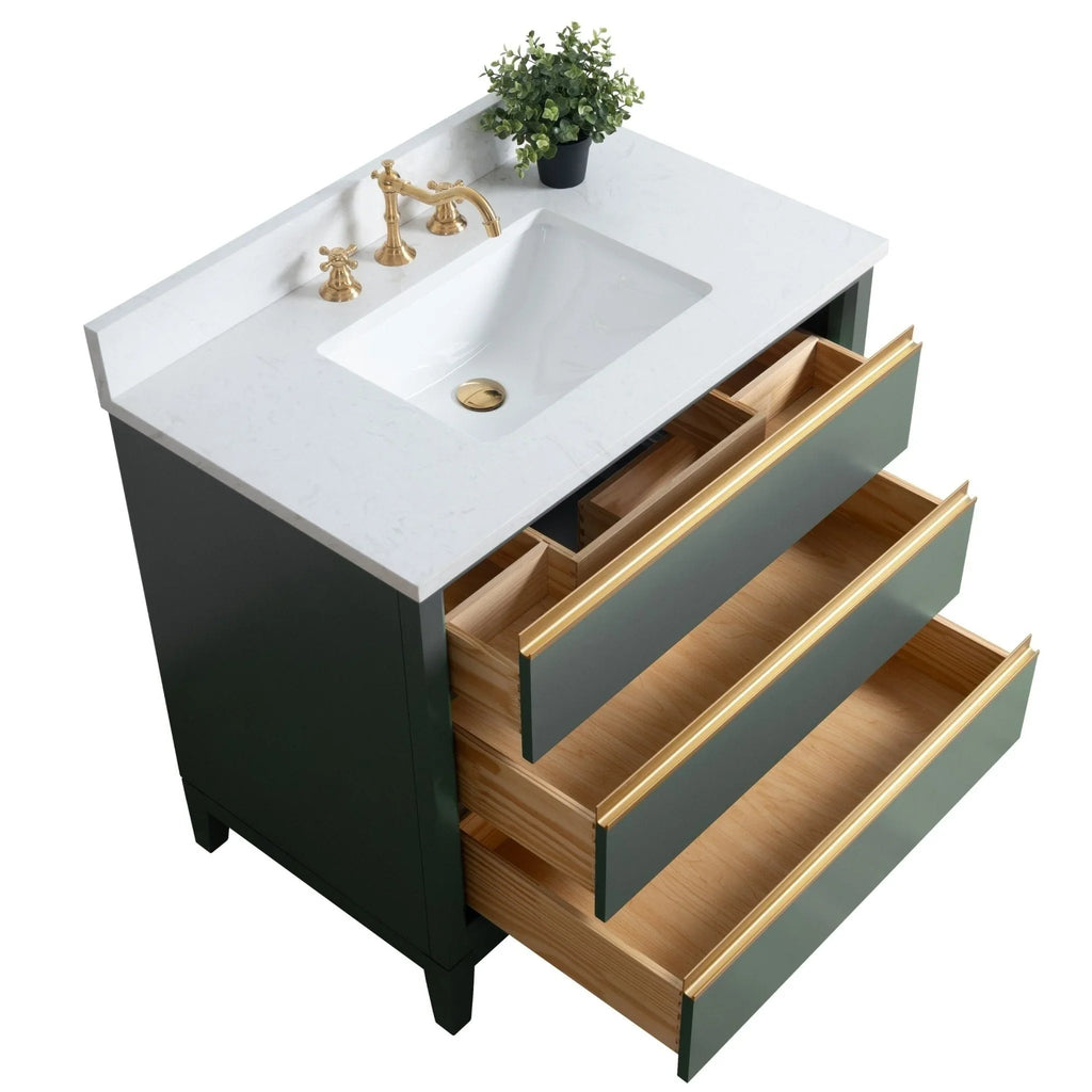 Badunterschrank von Vanity Art mit Keramikwaschbecken und Kunstmarmorplatte