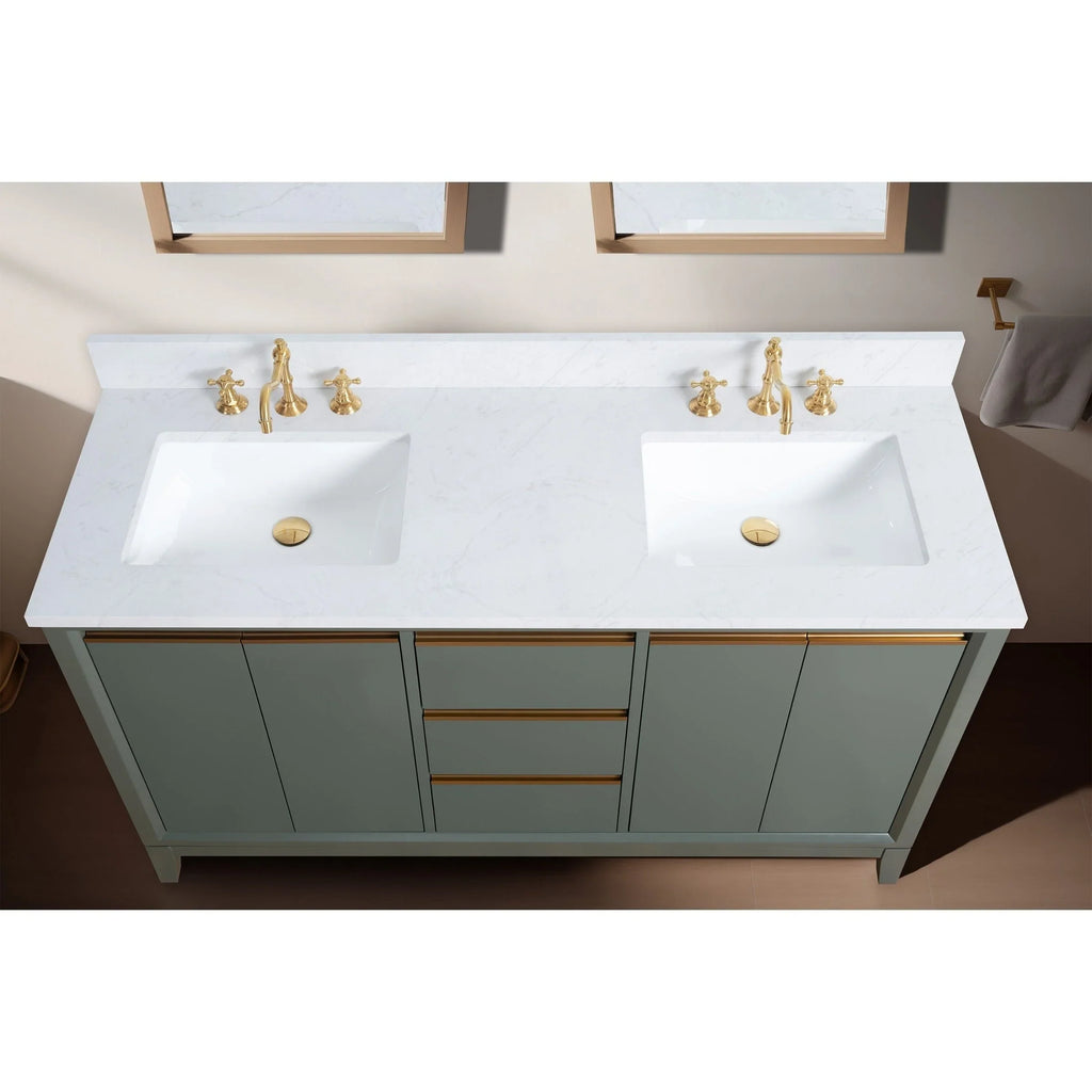 Badunterschrank von Vanity Art mit Keramikwaschbecken und Kunstmarmorplatte