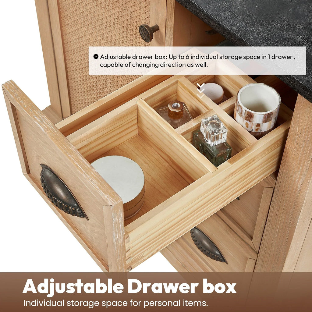 Mobile bagno Hervas con top in marmo naturale senza specchio
