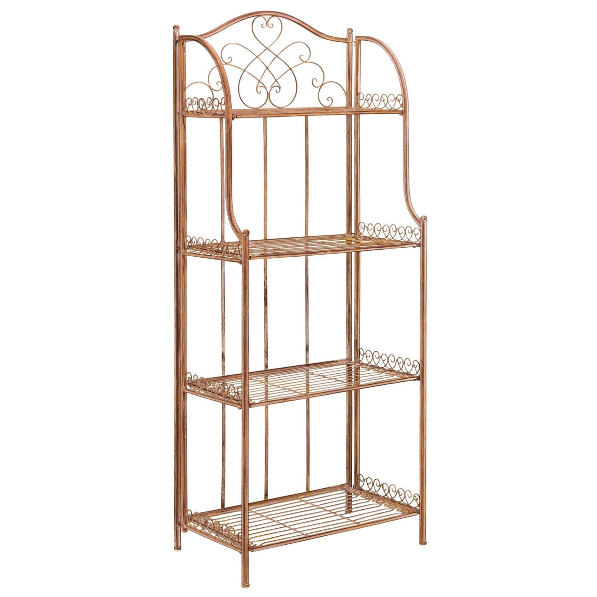 Scaffale portateglie da esterno SAFAVIEH Bryn in ferro battuto in stile vittoriano a 4 ripiani - 25 In. W x 15 In. D x 63 In. H - 25W x 15D x 63H