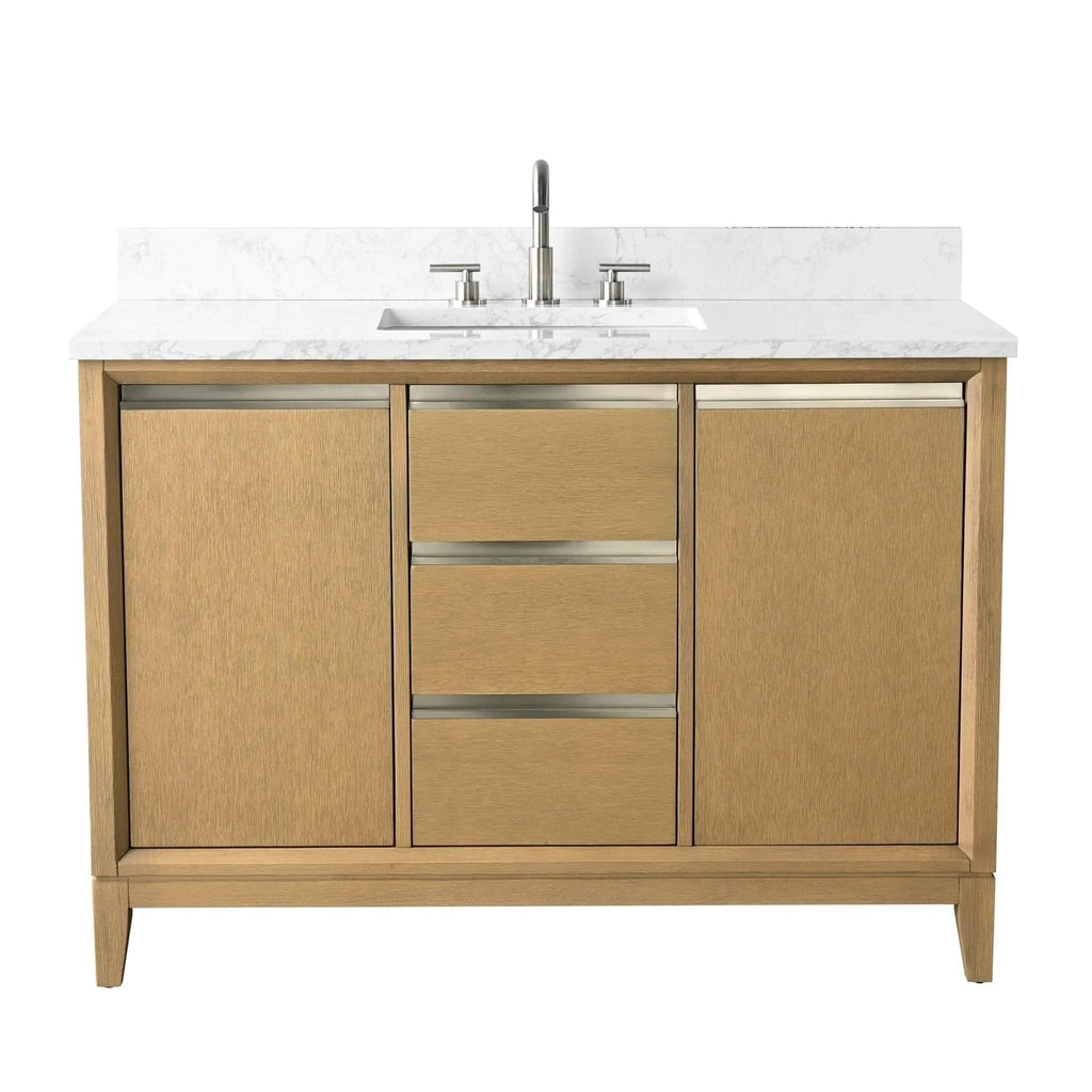 Badunterschrank von Vanity Art mit Keramikwaschbecken und Kunstmarmorplatte