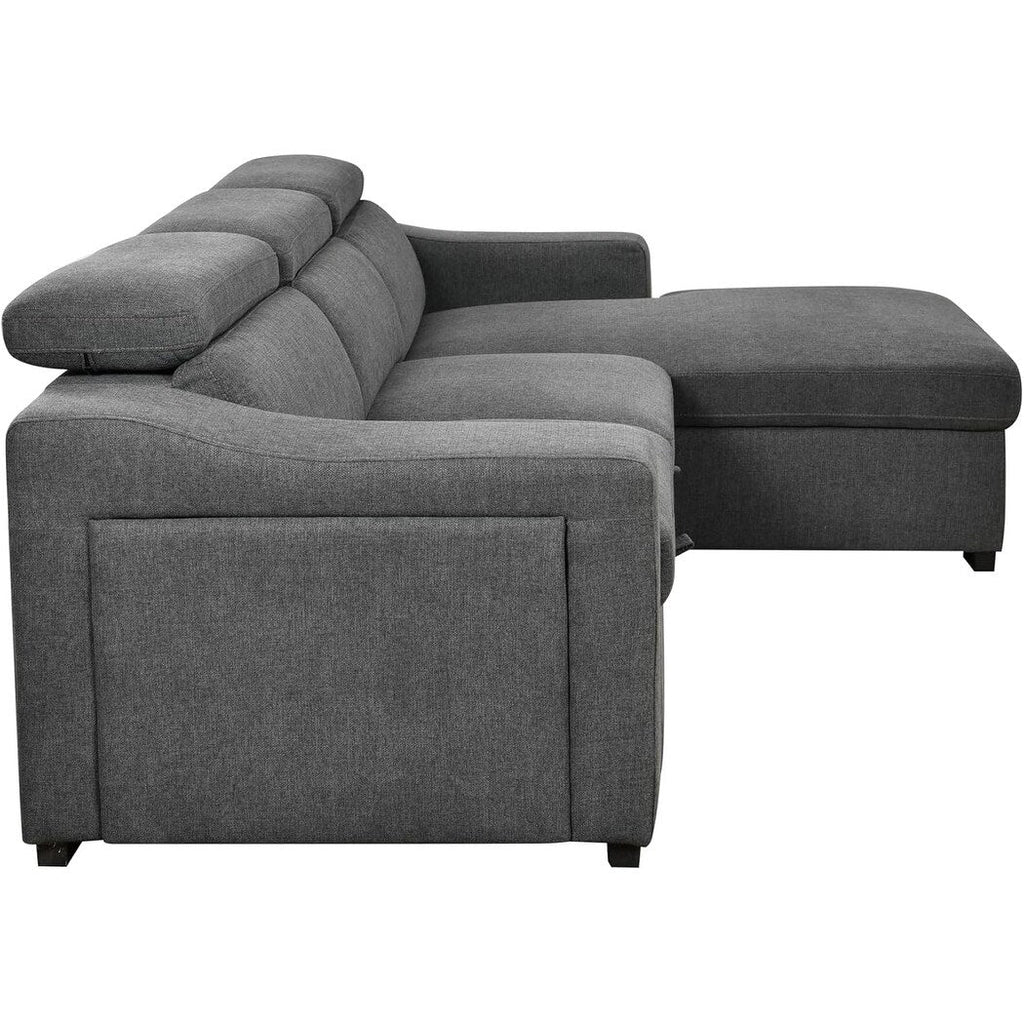 Roomfitters 103 umbaubares Ecksofa mit Stauraum in der Ottomane, verstellbaren Kopfstützen, L-förmiges Schlafsofa, dunkelgrau
