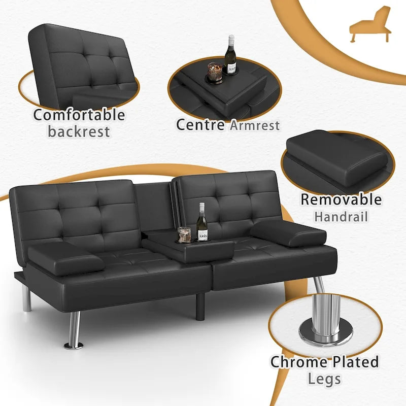 Divano letto futon convertibile Homall con portabicchieri e cuscini