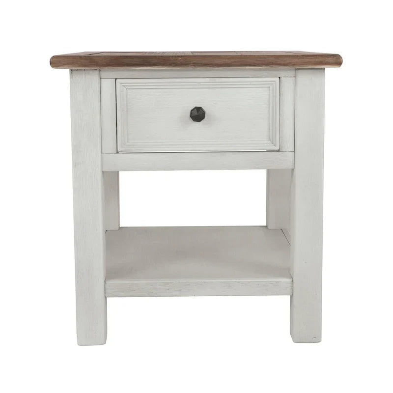 Tavolino occasionale Bolanburg bianco anticato/marrone