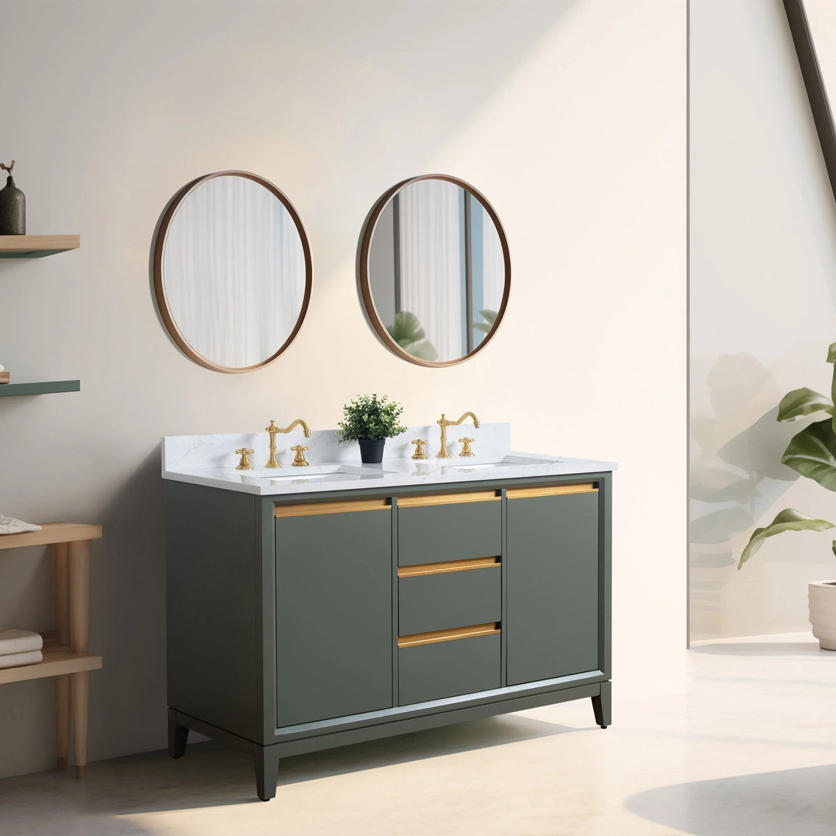 Badunterschrank von Vanity Art mit Keramikwaschbecken und Kunstmarmorplatte