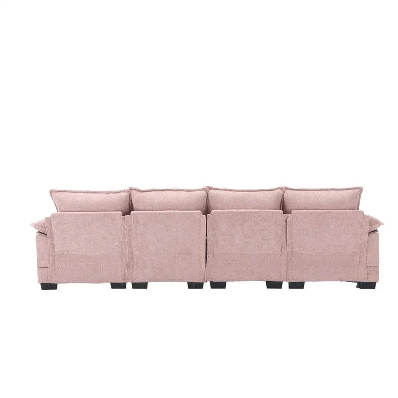 Modulares Ecksofa im Cloud-Stil fürs Wohnzimmer, modernes U-förmiges Sofa aus Chenille/Bouclé, bequemes Schlafsofa mit zwei Chaiselongues