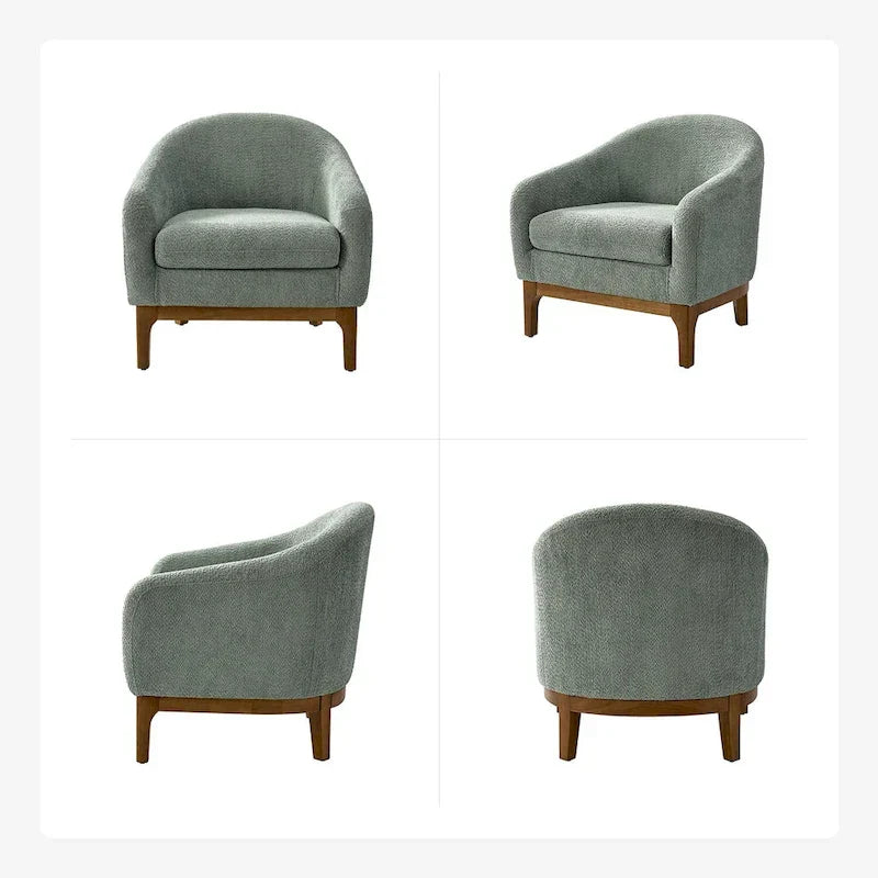 Poltrona a botte Augus Modern Boucle con gambe in legno massello di HULALA HOME