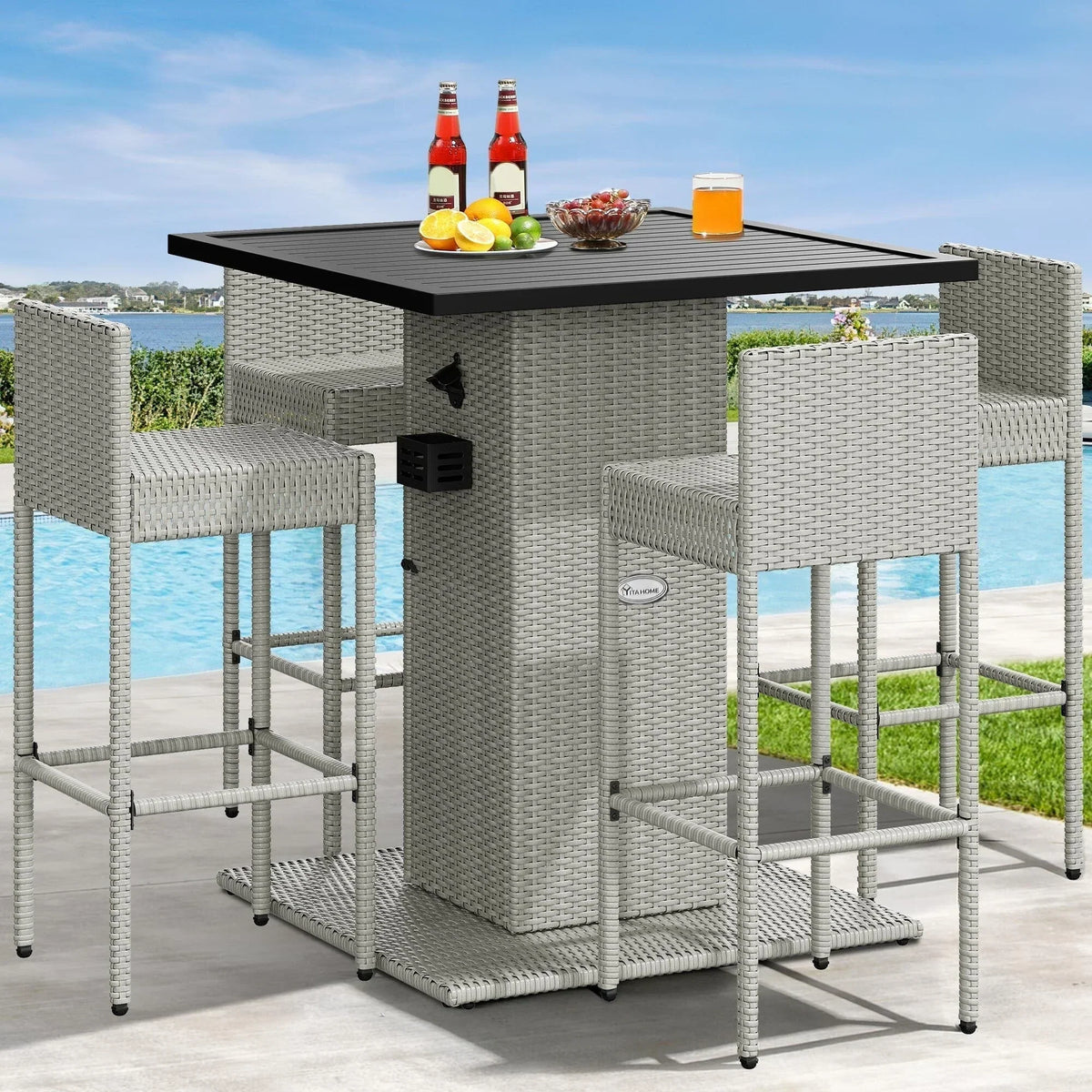 Set da bar in vimini Moasis da esterno, 5 pezzi - 5 PCS