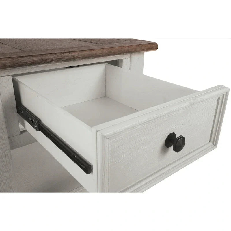 Tavolino occasionale Bolanburg bianco anticato/marrone