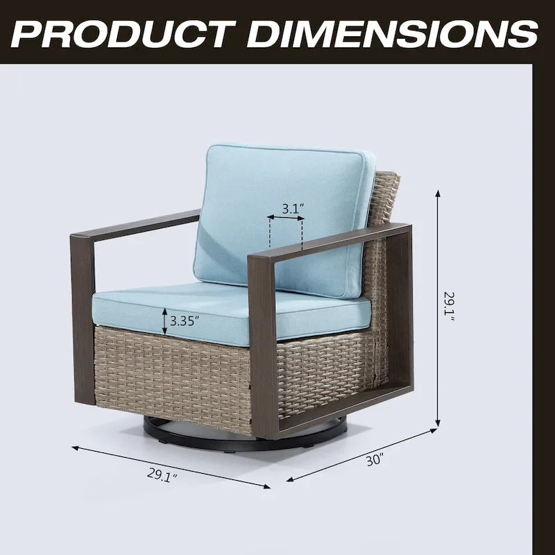 Cozywor Set 2 Sedie a Dondolo da Esterno in Rattan per Patio con Telaio in Metallo e Cuscini