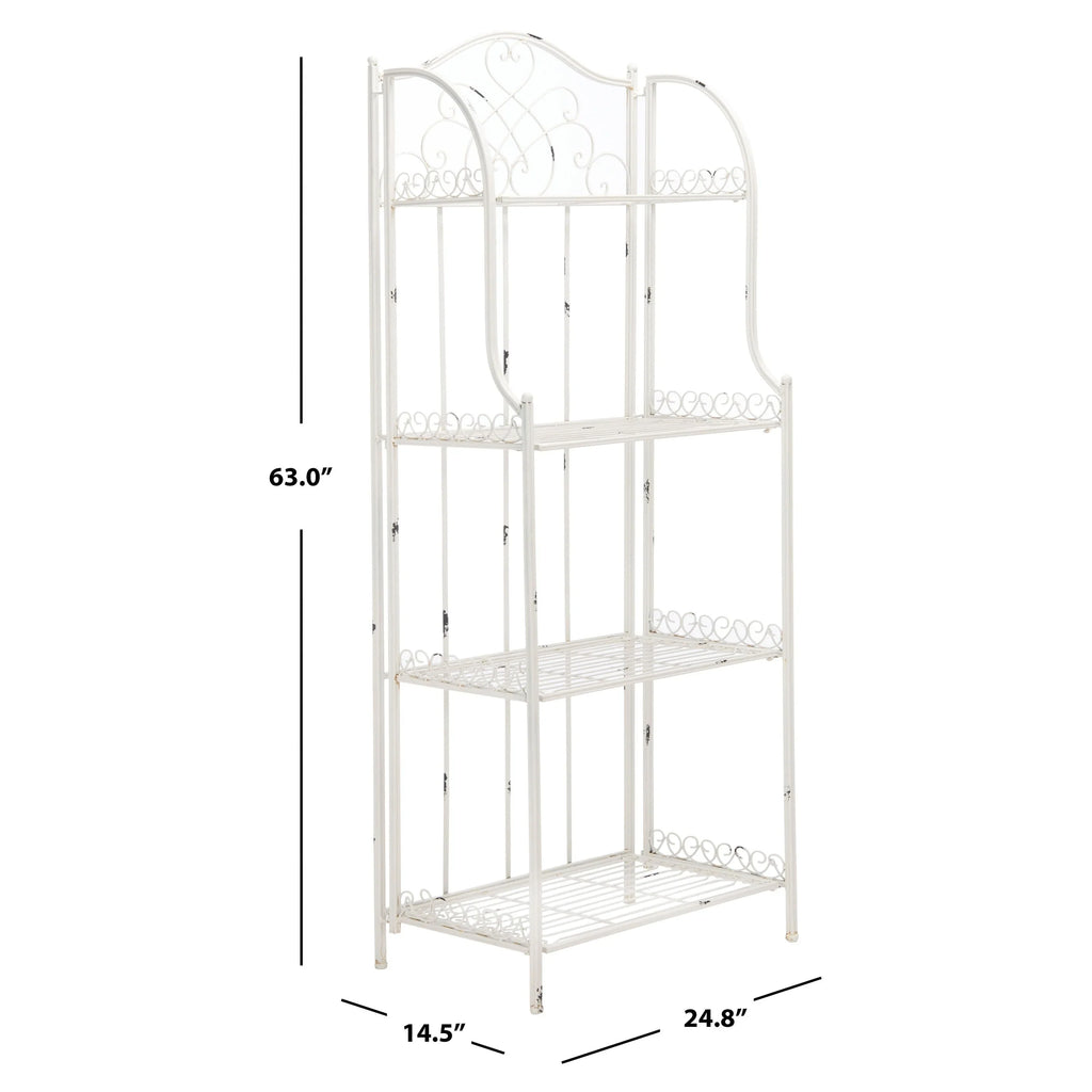 Scaffale portateglie da esterno SAFAVIEH Bryn in ferro battuto in stile vittoriano a 4 ripiani - 25 In. W x 15 In. D x 63 In. H - 25W x 15D x 63H