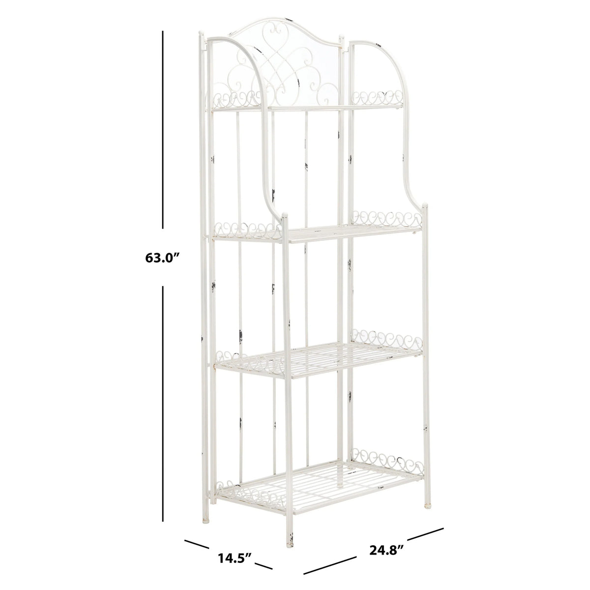 Scaffale portateglie da esterno SAFAVIEH Bryn in ferro battuto in stile vittoriano a 4 ripiani - 25 In. W x 15 In. D x 63 In. H - 25W x 15D x 63H