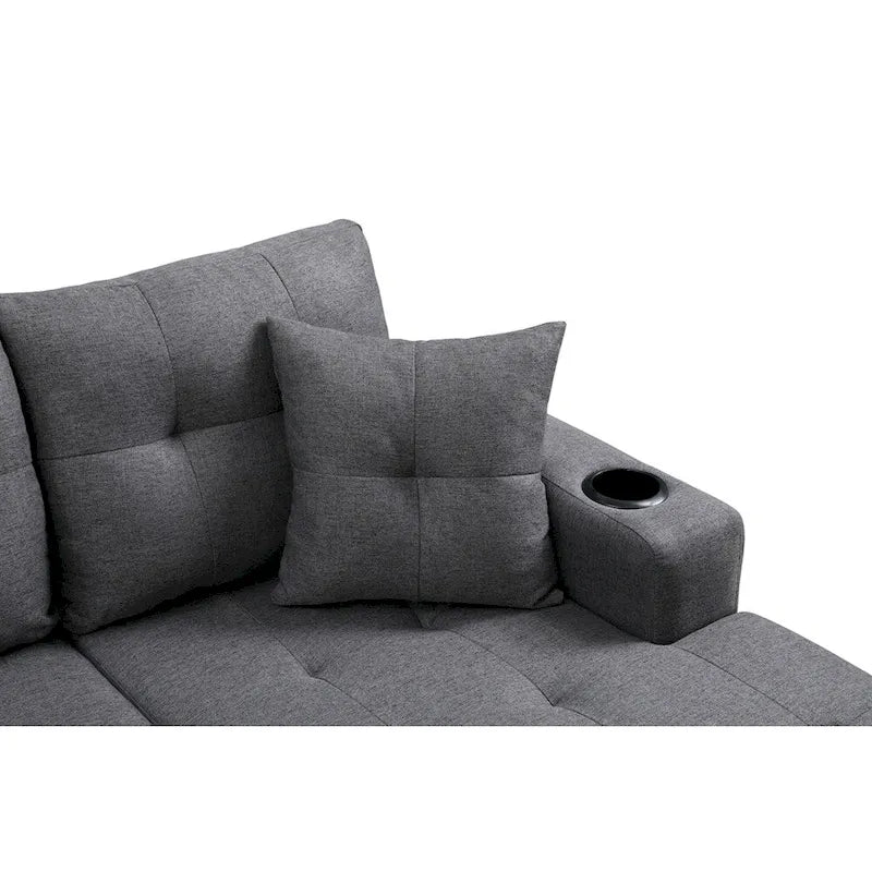 Modularna sofa za dnevnu sobu s ležaljkom u obliku slova L i držačem za čaše