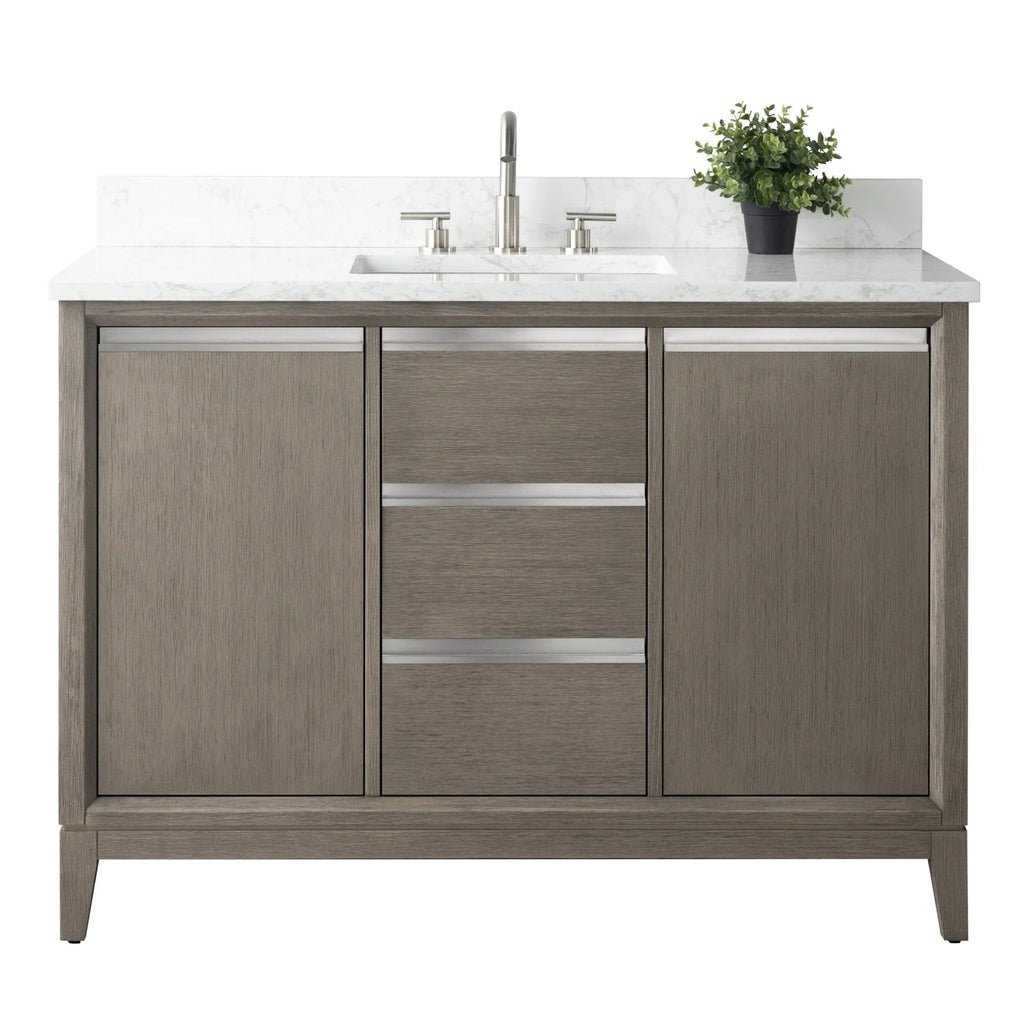 Badunterschrank von Vanity Art mit Keramikwaschbecken und Kunstmarmorplatte