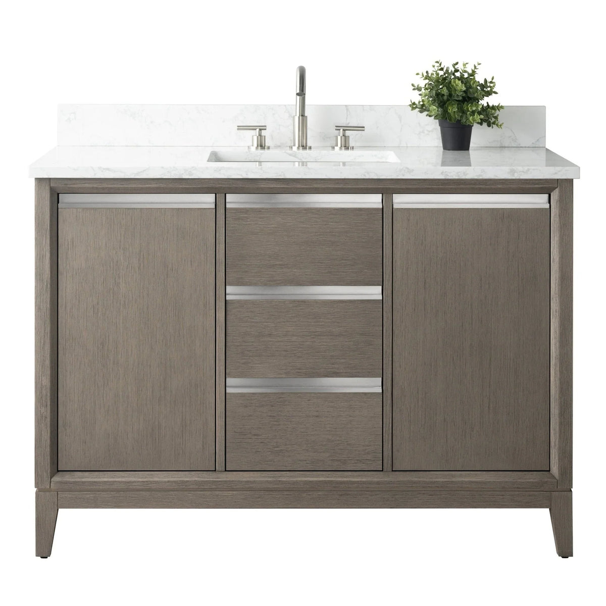 Badunterschrank von Vanity Art mit Keramikwaschbecken und Kunstmarmorplatte